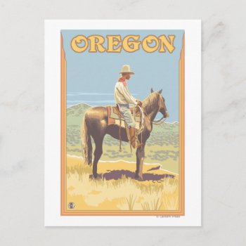 Cowboy On Horseback- Vintage Travel Poster Postcard by LanternPress at Zazzle
