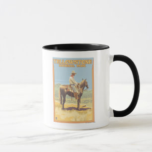 Cowboy on Horseback - Yellowstone National Mug