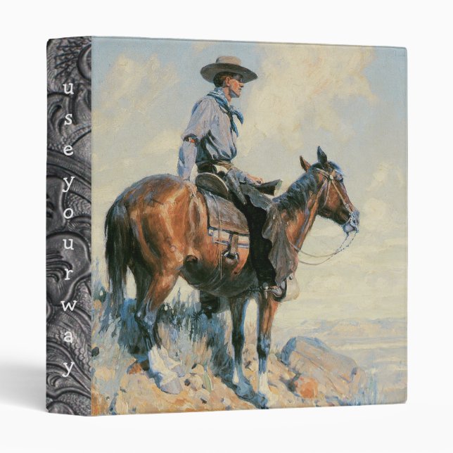 Cowboy on Look Out! Art Print Avery Binder (Front/Spine)