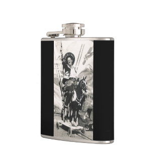 Cowboy On Toy Horse Having A PArty Hip Flask