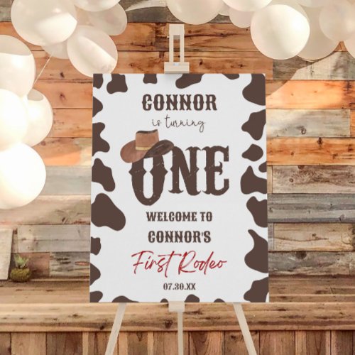 Cowboy ONE First Rodeo Birthday Party Welcome Sign
