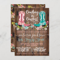 Cowboy or Cowgirl Baby Shower Gender Reveal Invita Invitation