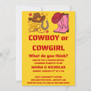 Cowboy or Cowgirl Gender Reveal Invitation
