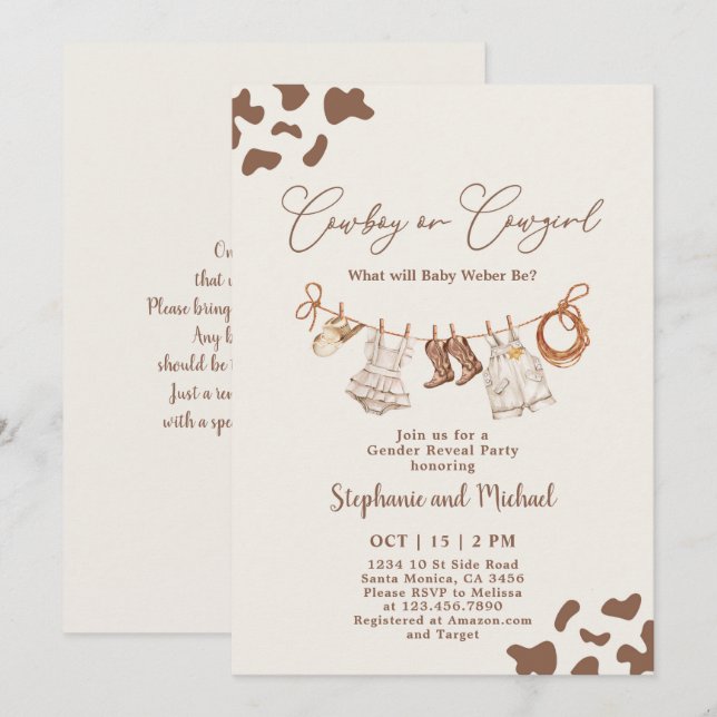 Cowboy or Cowgirl Gender Reveal Invitation Zazzle