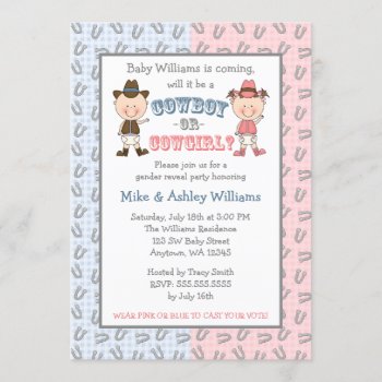Cowboy Or Cowgirl Gender Reveal Party Invitation by WhimsicalPrintStudio at Zazzle