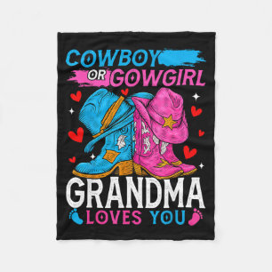 Cowboy Or Cowgirl Grandma Loves You Gender Reveal Fleece Blanket
