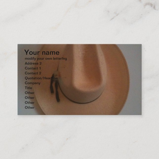 cowboy or cowgirl hat business card (Front)