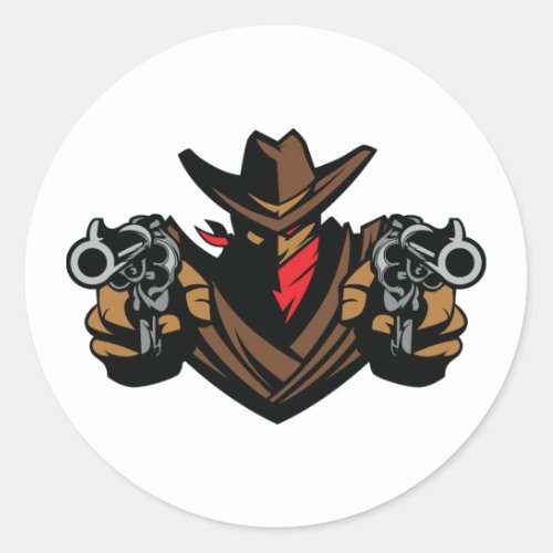 Cowboy Outlaw Classic Round Sticker