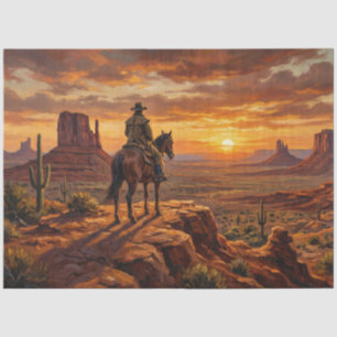Cowboy Painted Desert Western Decoupage Tissue Paper