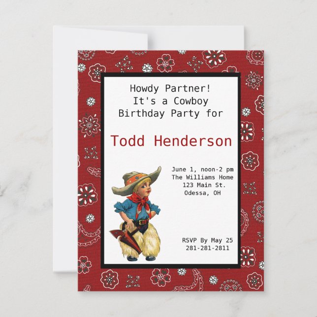 Cowboy Party Invitation (Front)