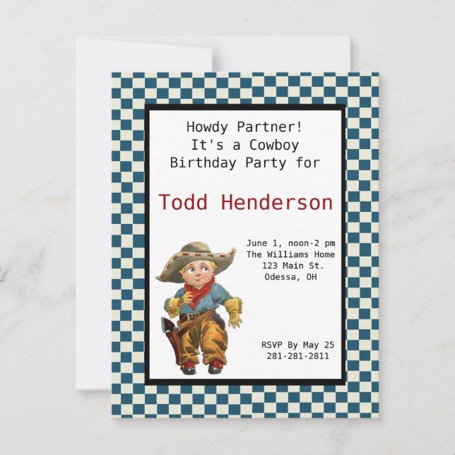 Cowboy Party Invitation (Front)