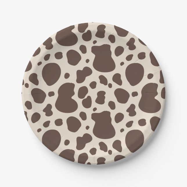 Cowboy Party Plates | Cow Print Paper Plates (Front)