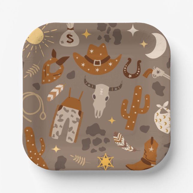 Cowboy Party Plates | Western Paper Plates (Front)