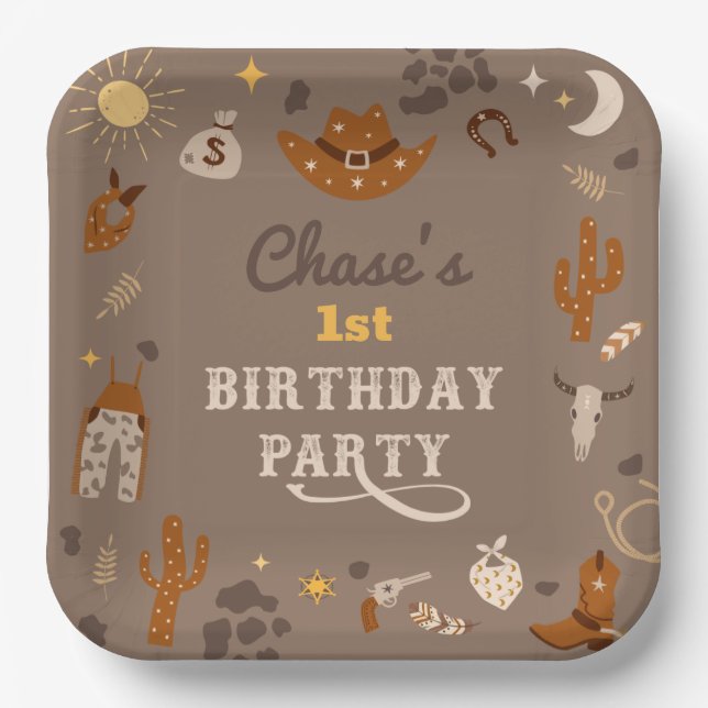 Cowboy Party Plates | Western Paper Plates (Front)