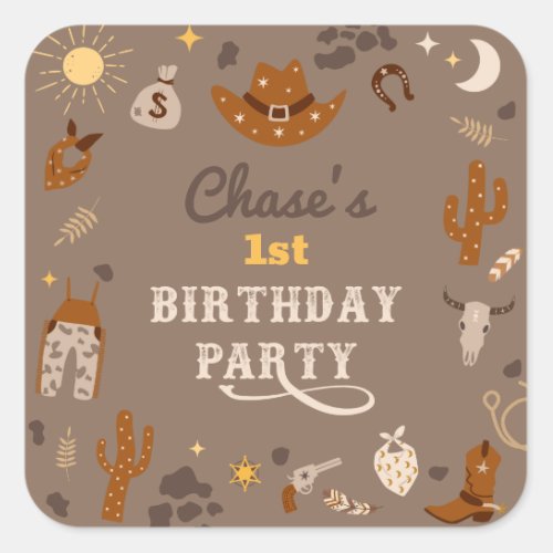 Cowboy Party Stickers  Western Party Stickers