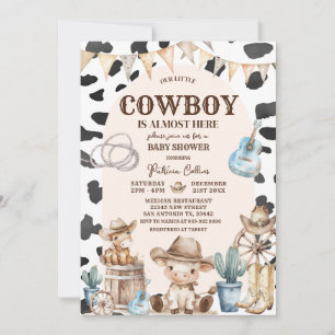 Cowboy Pattern Wild West Baby Shower Invitation