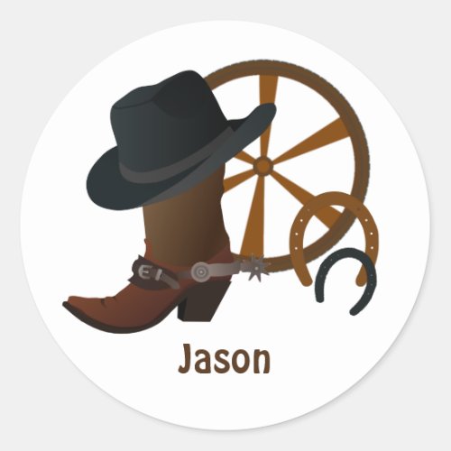 Cowboy Personalized Classic Round Sticker