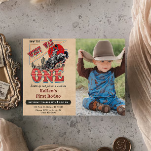Cowboy Photo Birthday How The West Was One Invitation