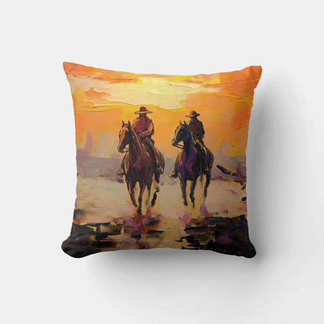 Cowboy Pillow Western Cushion Wild West Pillow (Front)