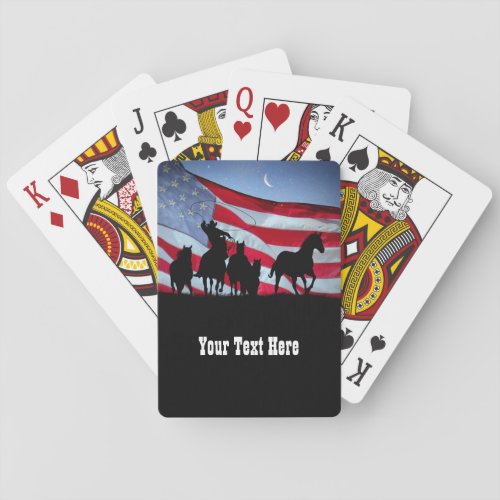 Cowboy Playing Cards Custom Text with Flag Horses