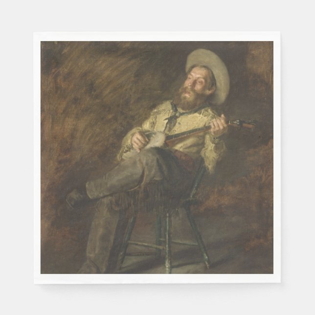 Cowboy Playing the Banjo and Singing Country Music Napkins (Front)