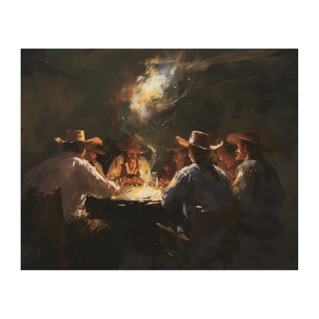 Cowboy Poker Night Wood Wall Art (Front)