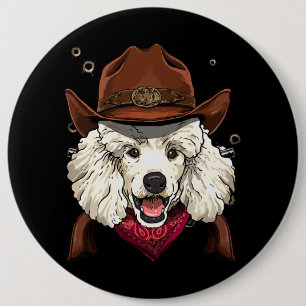 Cowboy Poodle Western Rodeo Cowboy Hat and Bandana Button
