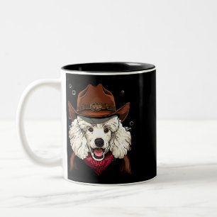 Cowboy Poodle Western Rodeo Cowboy Hat and Bandana Two-Tone Coffee Mug