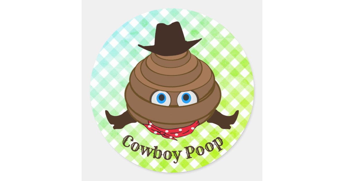 Cowboy Poop Emoji Classic Round Sticker | Zazzle