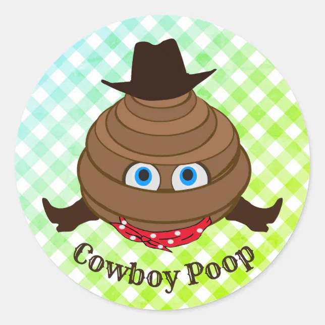 Cowboy Poop Emoji Classic Round Sticker | Zazzle