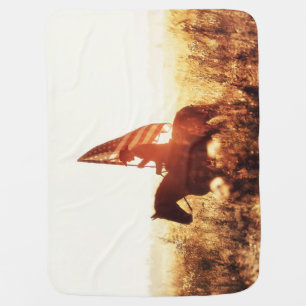 Cowboy Portrait USA Flag Theme. Baby Blanket