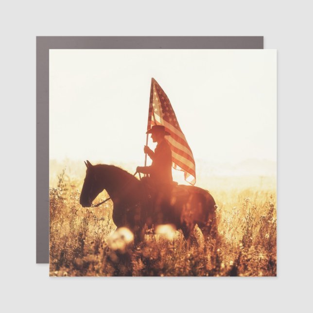 Cowboy Portrait USA Flag Theme. Car Magnet (Front)