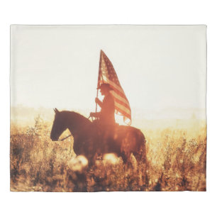 Cowboy Portrait USA Flag Theme. Duvet Cover