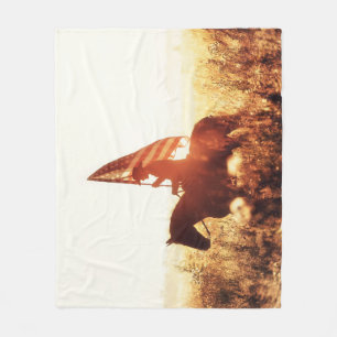 Cowboy Portrait USA Flag Theme. Fleece Blanket