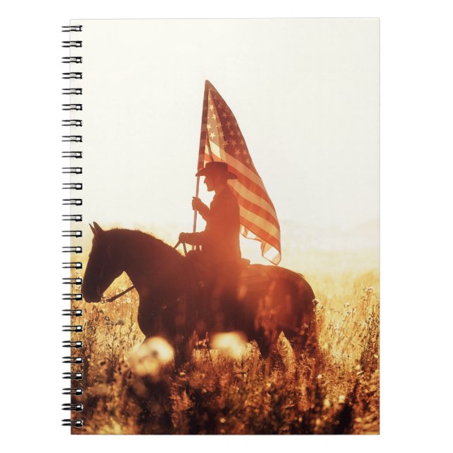 Cowboy Portrait USA Flag Theme. Notebook (Front)