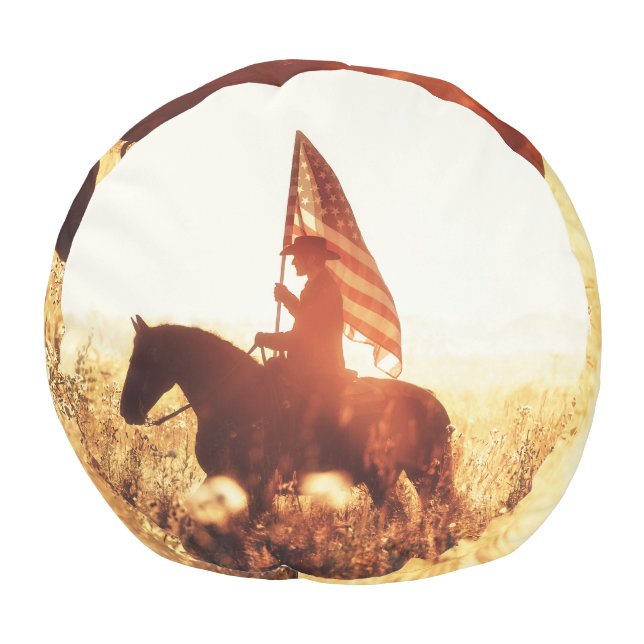 Cowboy Portrait USA Flag Theme. Pouf (Bottom)