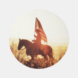 Cowboy Portrait USA Flag Theme. Rug