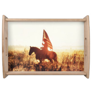 Cowboy Portrait USA Flag Theme. Serving Tray