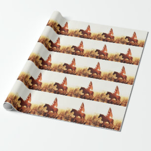 Cowboy Portrait USA Flag Theme. Wrapping Paper