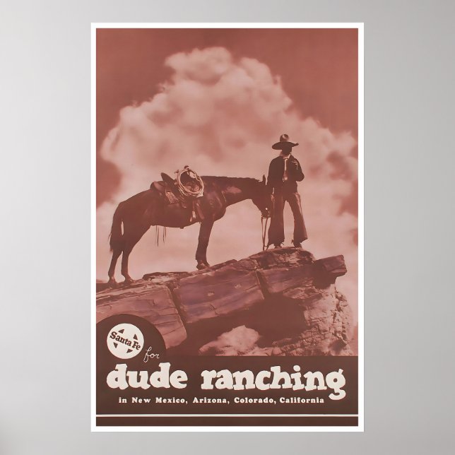 Cowboy Poster Ranch Art Western Home Print (Front)