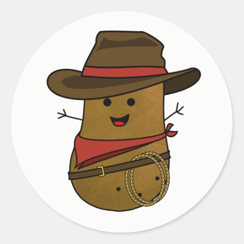 Cowboy Potato Classic Round Sticker