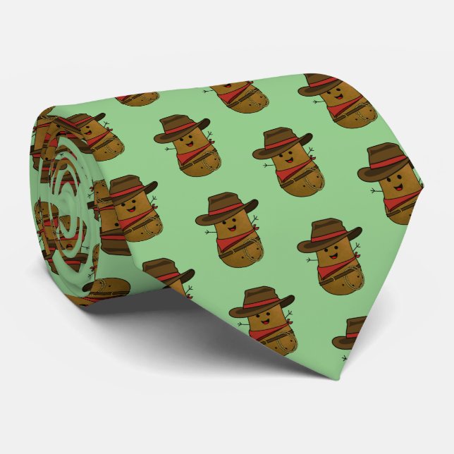 Cowboy Potato Pattern Neck Tie (Rolled)
