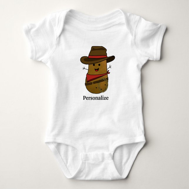 Cowboy Potato Personalized Baby Bodysuit (Front)