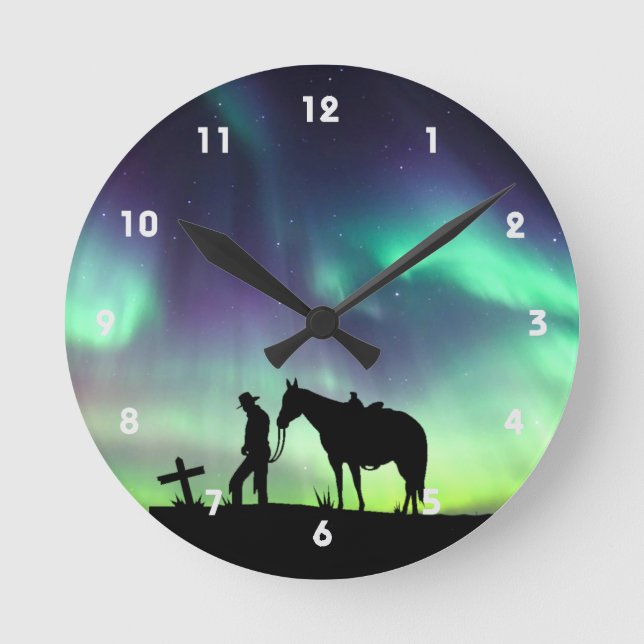 Cowboy Prayer Silhouette Wall Clock (Front)