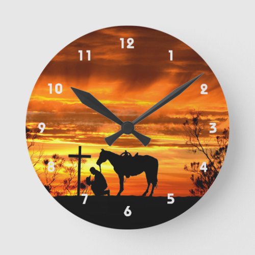 Cowboy Prayer Silhouette Wall Clock