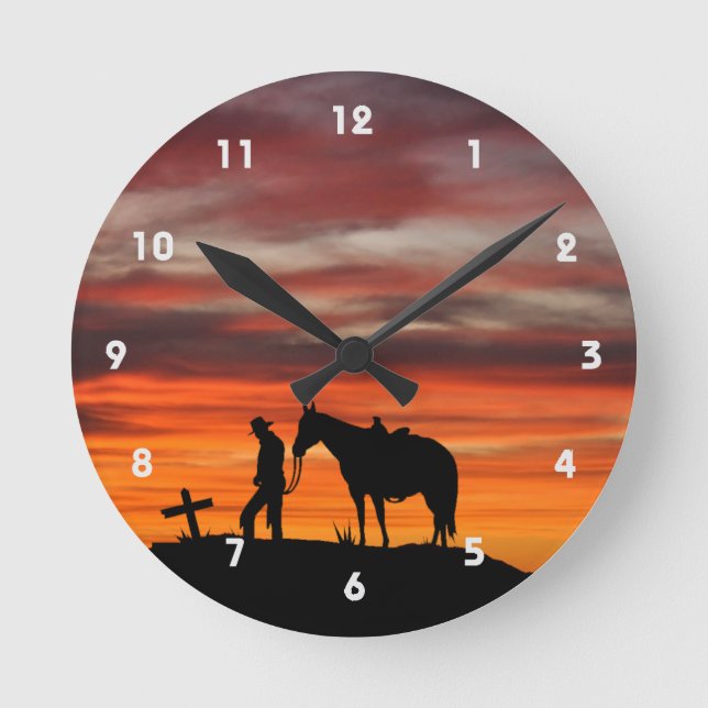 Cowboy Prayer Silhouette Wall Clock (Front)