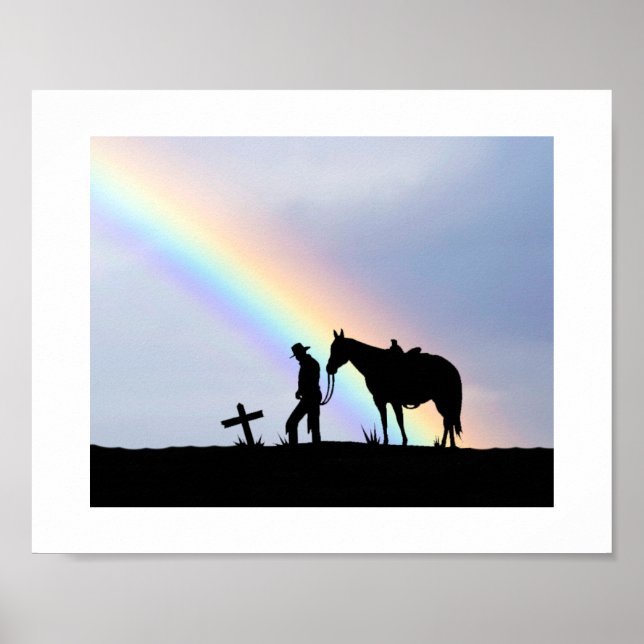 Cowboy Prayer Silhouette With Rainbow Poster (Front)