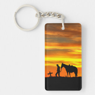 Cowboy Prayer with Sunset Keychain
