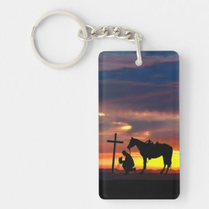 Cowboy Prayer with Sunset Keychain