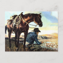 Cowboy Praying The Rosary Postcard